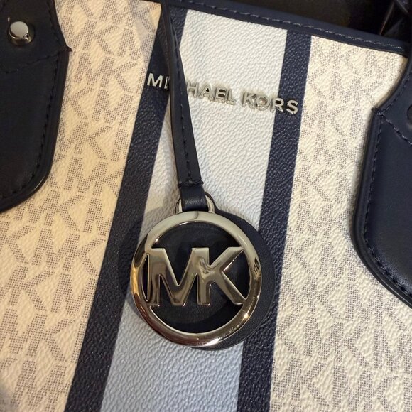 Michael Kors Eva MK Signature PVC Ombre Blue Multi Large Tote with Pouch NICE!! - Picture 12 of 15